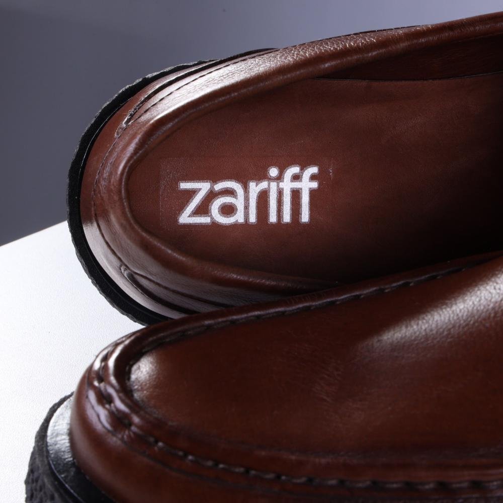 Mocassim Masculino em Couro Zariff Yor008 Tan Marrom 5