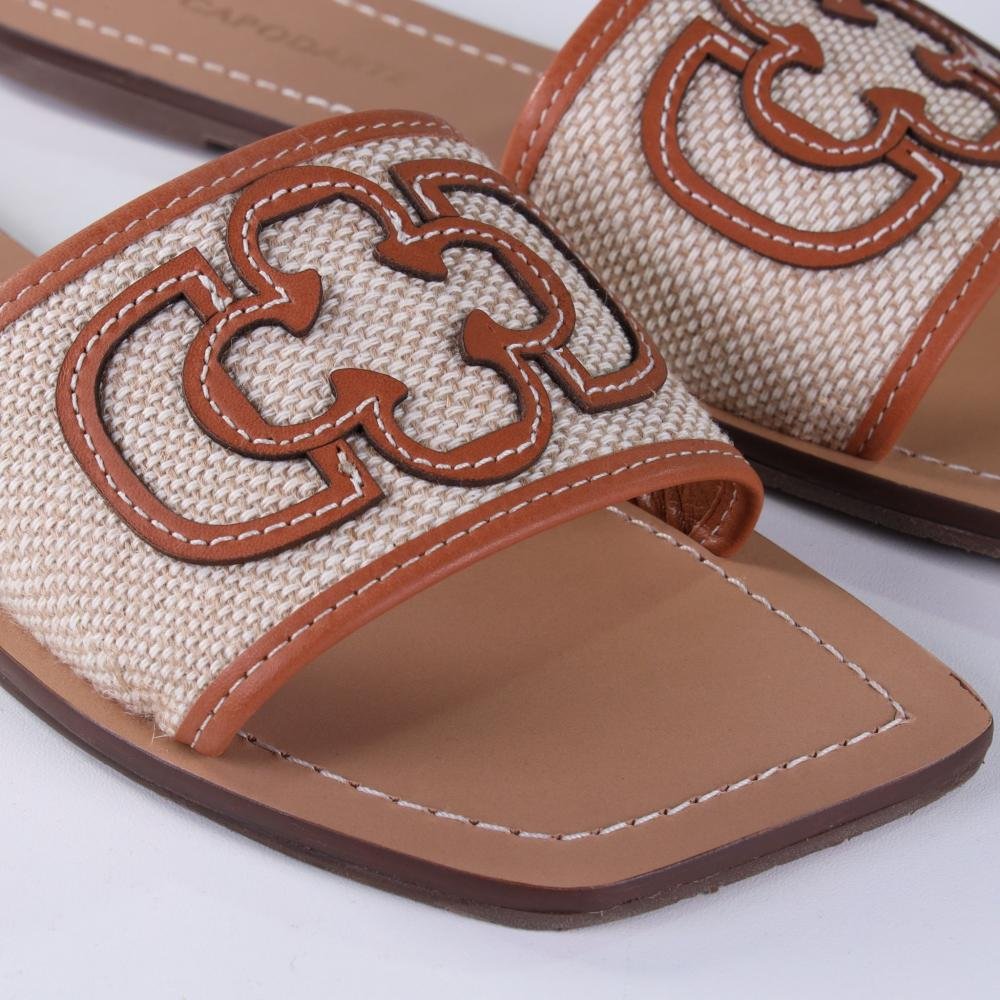 Sandália Rasteira Feminina Capodarte 4019254 Cru Marrom 2