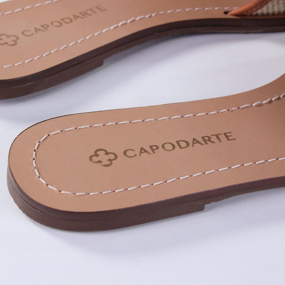 Sandália Rasteira Feminina Capodarte 4019254 Cru Marrom 4