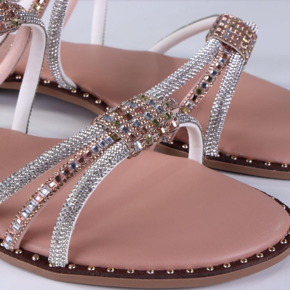 Sandália Rasteira Feminina Zariff Rrj-100 Nude Prata 3