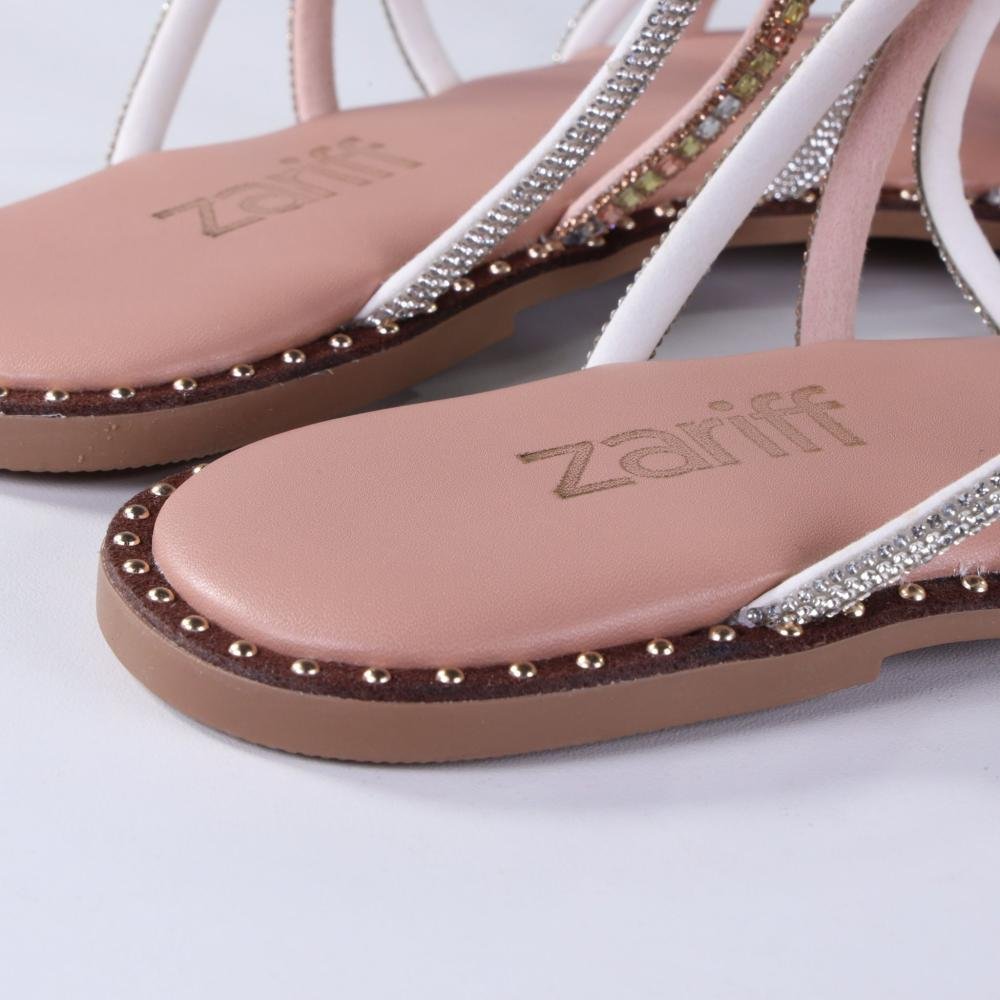 Sandália Rasteira Feminina Zariff Rrj-100 Nude Prata 5