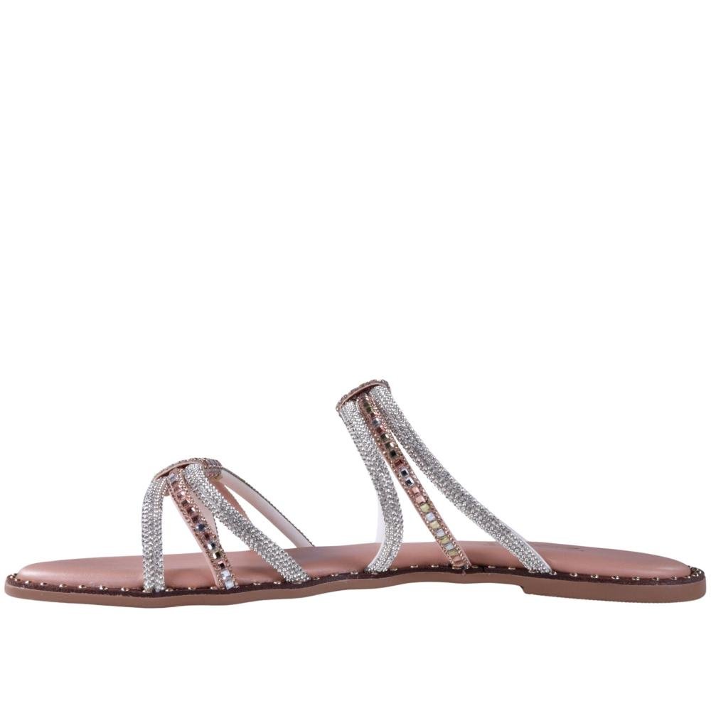 Sandália Rasteira Feminina Zariff Rrj-100 Nude Prata 7