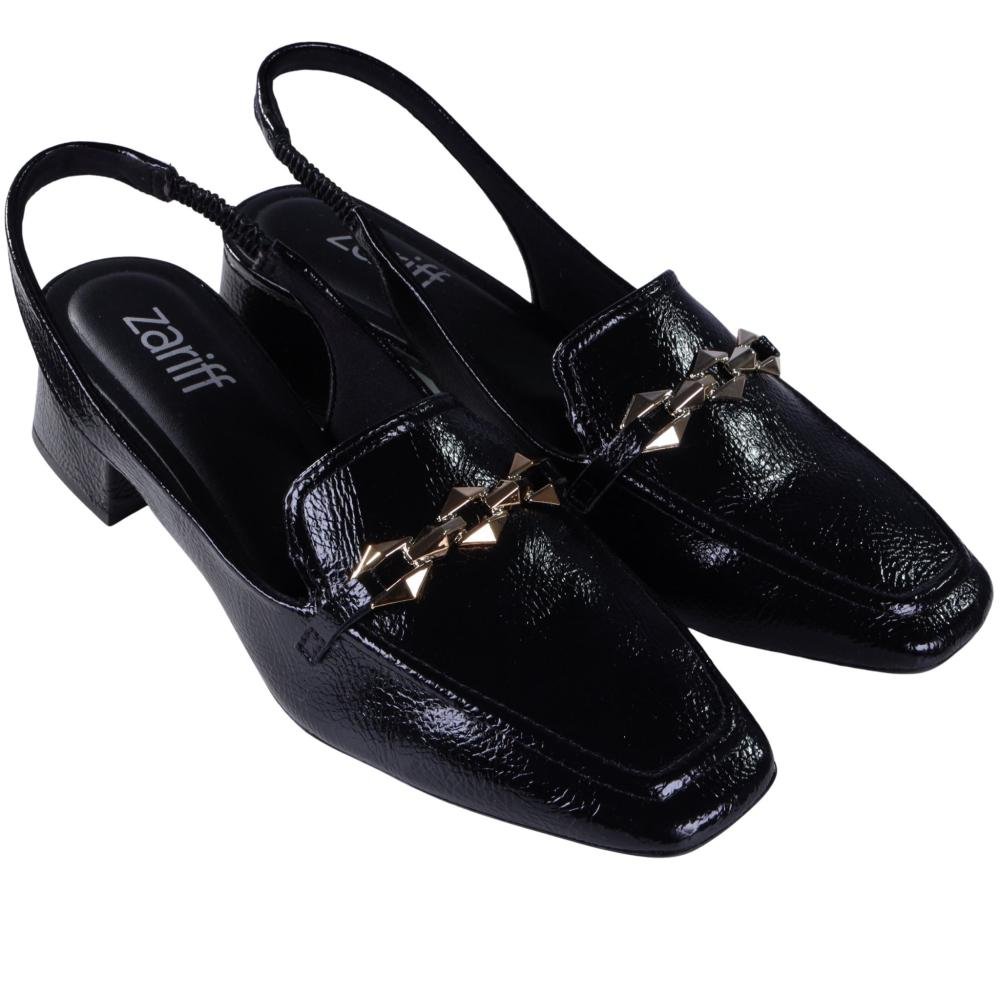 Sapato Feminino Zariff Slingback T4618-372 Preto Preto 5