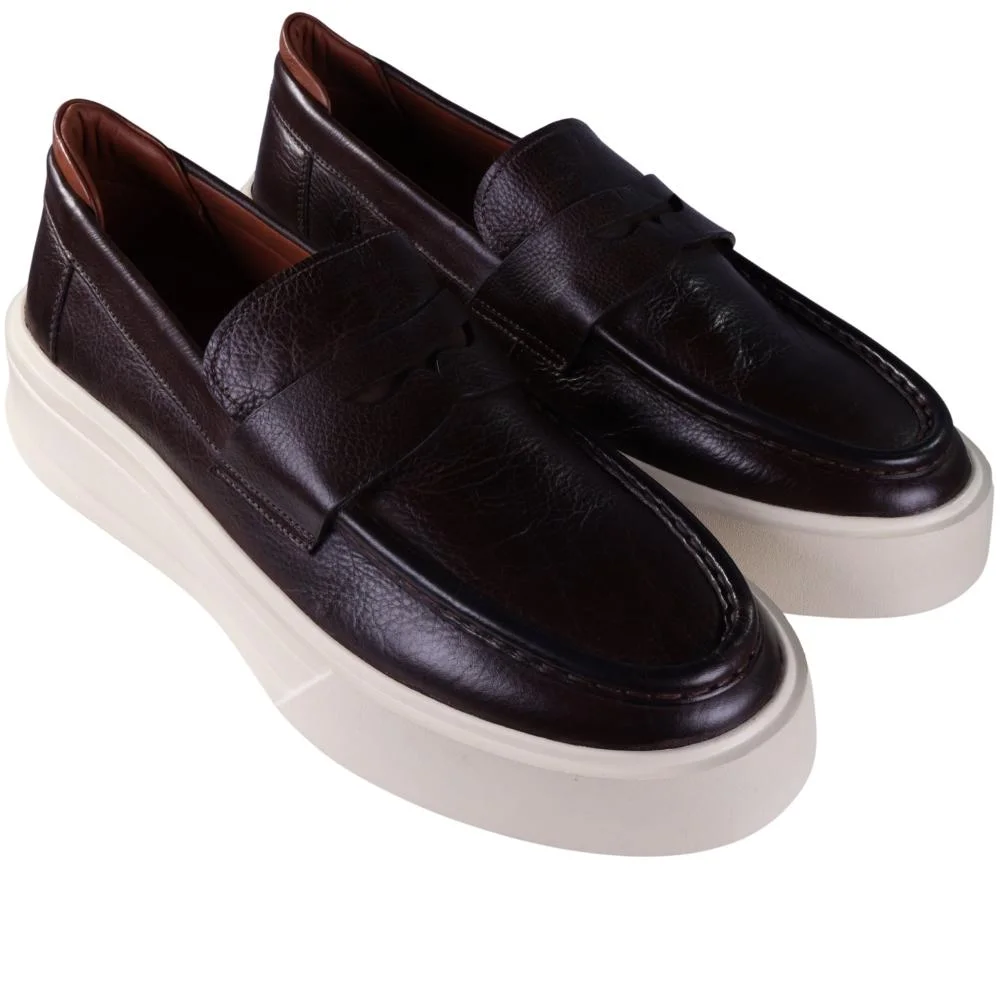 Sapato Masculino Zariff Casual em Couro Bea006 Cafe Preto 2