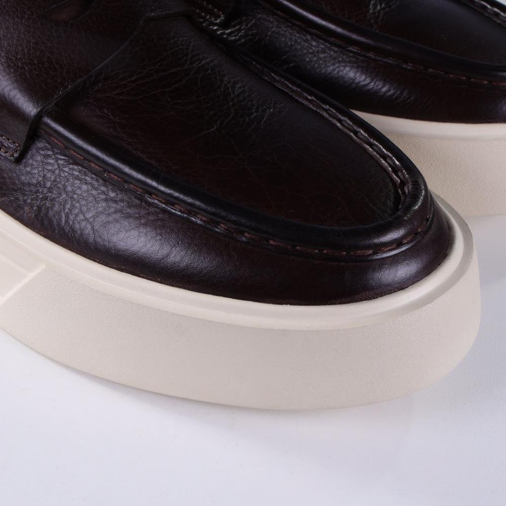 Sapato Masculino Zariff Casual em Couro Bea006 Cafe Preto 5