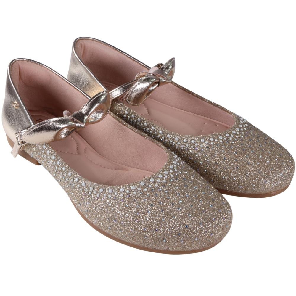 Sapatilha Infantil Feminina Pampili Angel com Strass 100.541.000 Ouro Prata 2