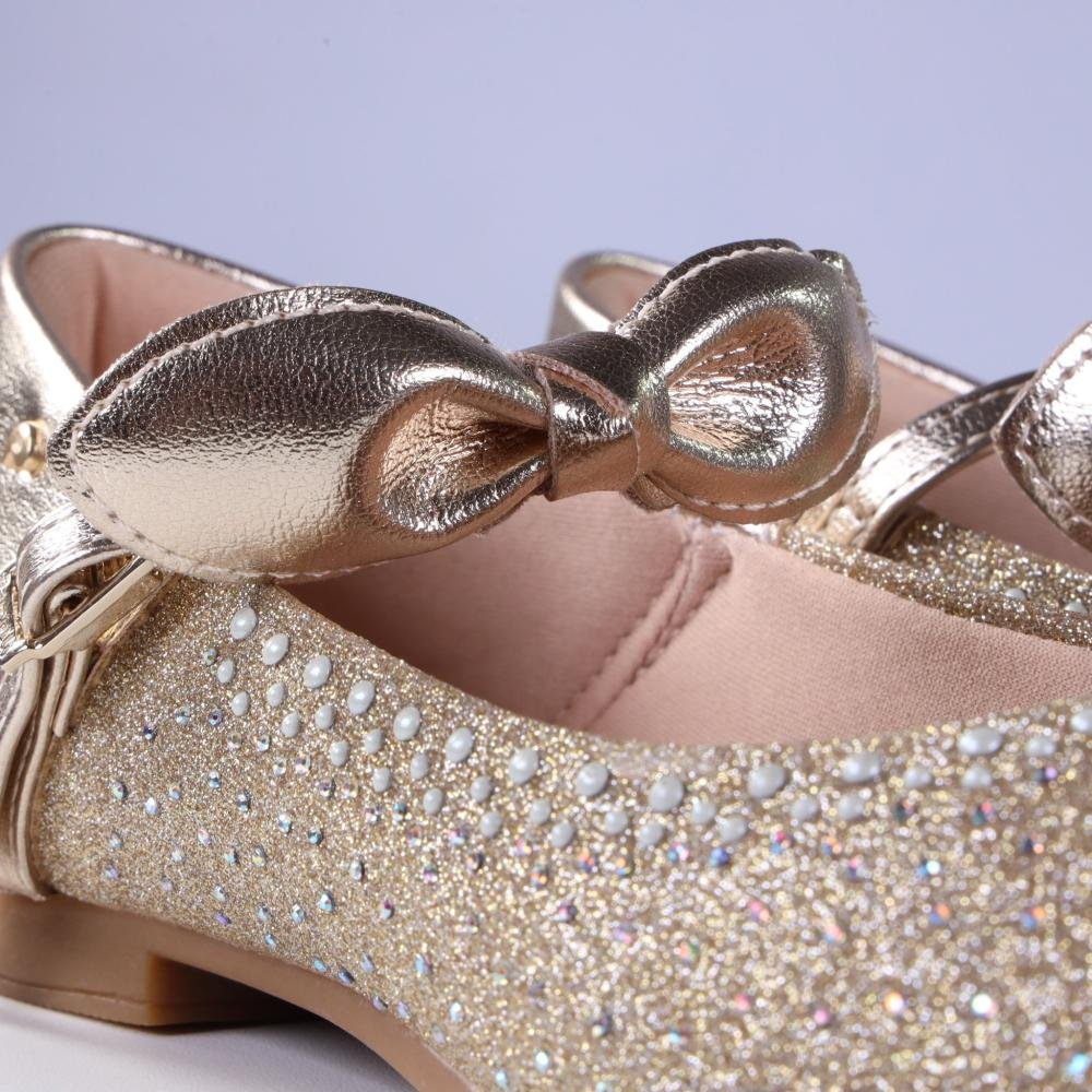 Sapatilha Infantil Feminina Pampili Angel com Strass 100.541.000 Ouro Prata 3