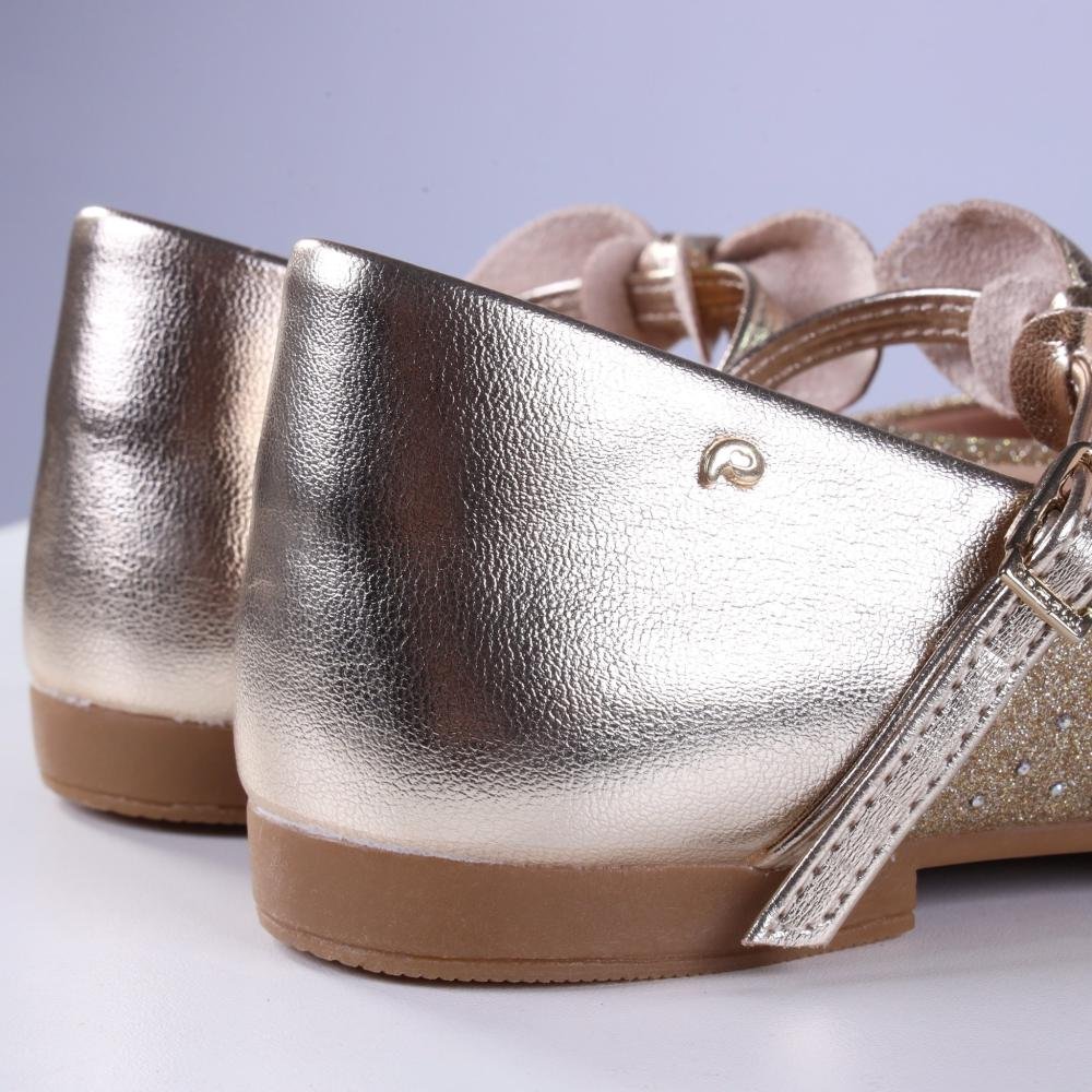 Sapatilha Infantil Feminina Pampili Angel com Strass 100.541.000 Ouro Prata 6