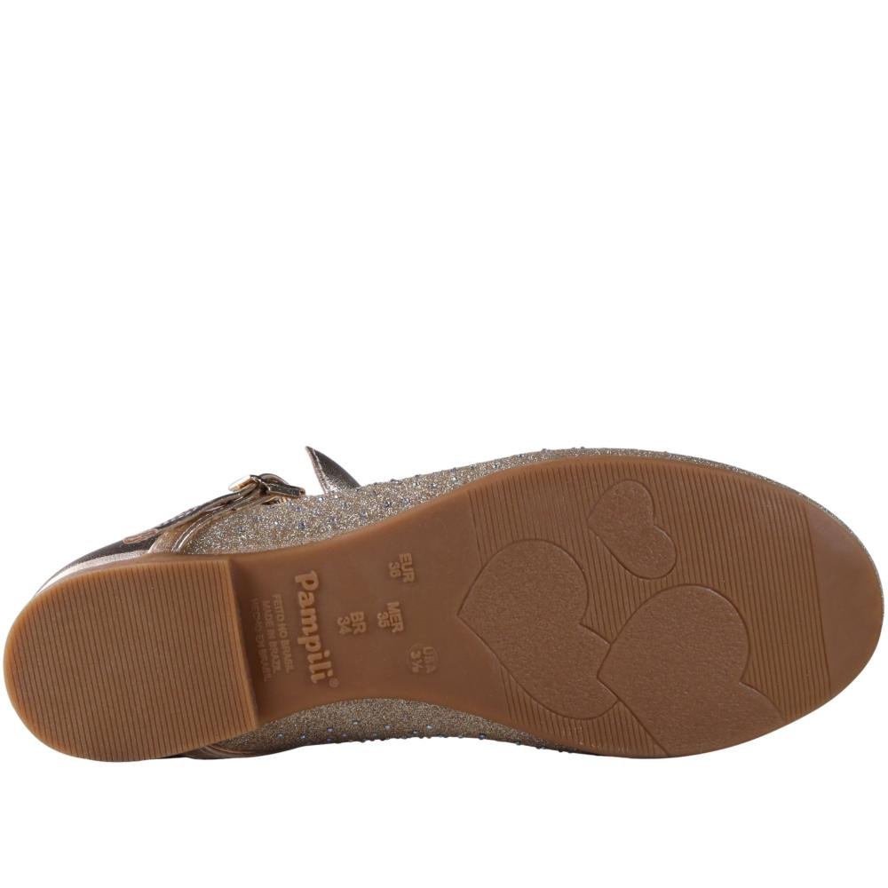 Sapatilha Infantil Feminina Pampili Angel com Strass 100.541.000 Ouro Prata 7