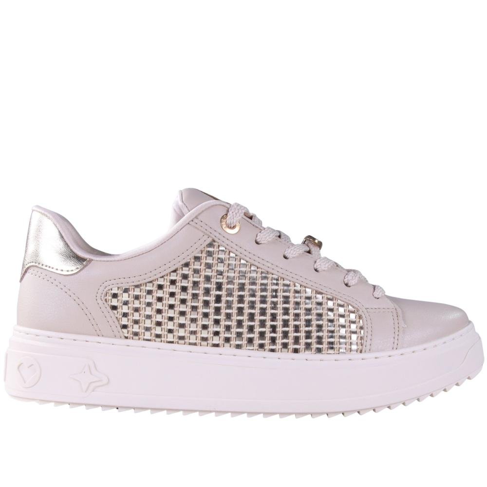 Tênis Feminino Casual Via Marte 055-038 Marfim/Gold