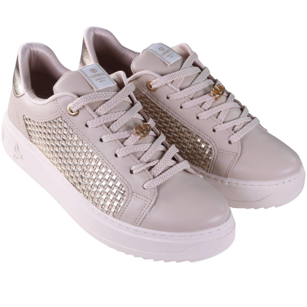 Tênis Feminino Casual Via Marte 055-038 Marfim/Gold Bege 2