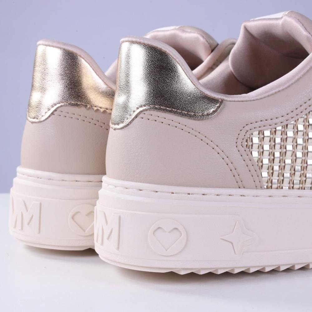 Tênis Feminino Casual Via Marte 055-038 Marfim/Gold Bege 5