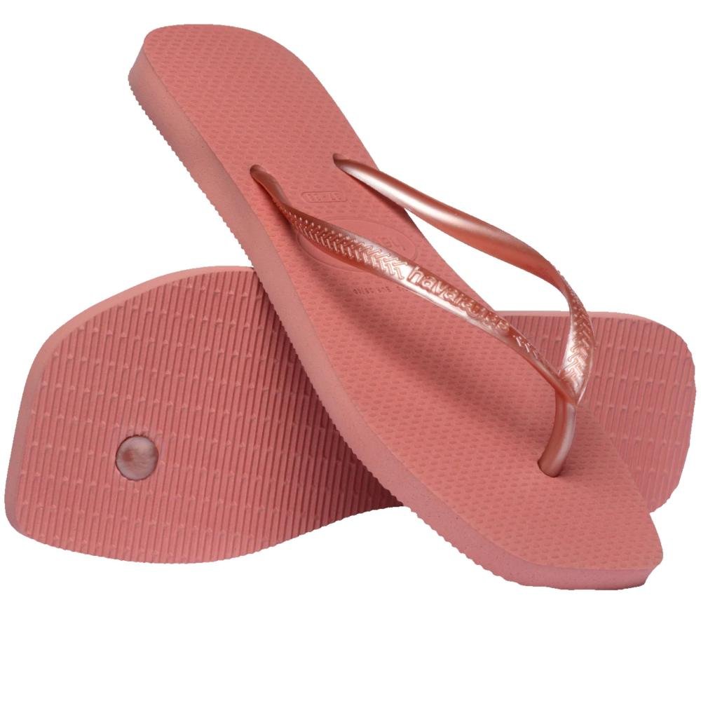 Chinelo Feminino Havaianas Glitter Slim Square Canyon Coral 5