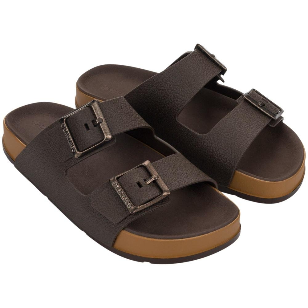 Chinelo Slide Cartago Masculino Milão Plus 12501 Castor/Marrom Marrom 2
