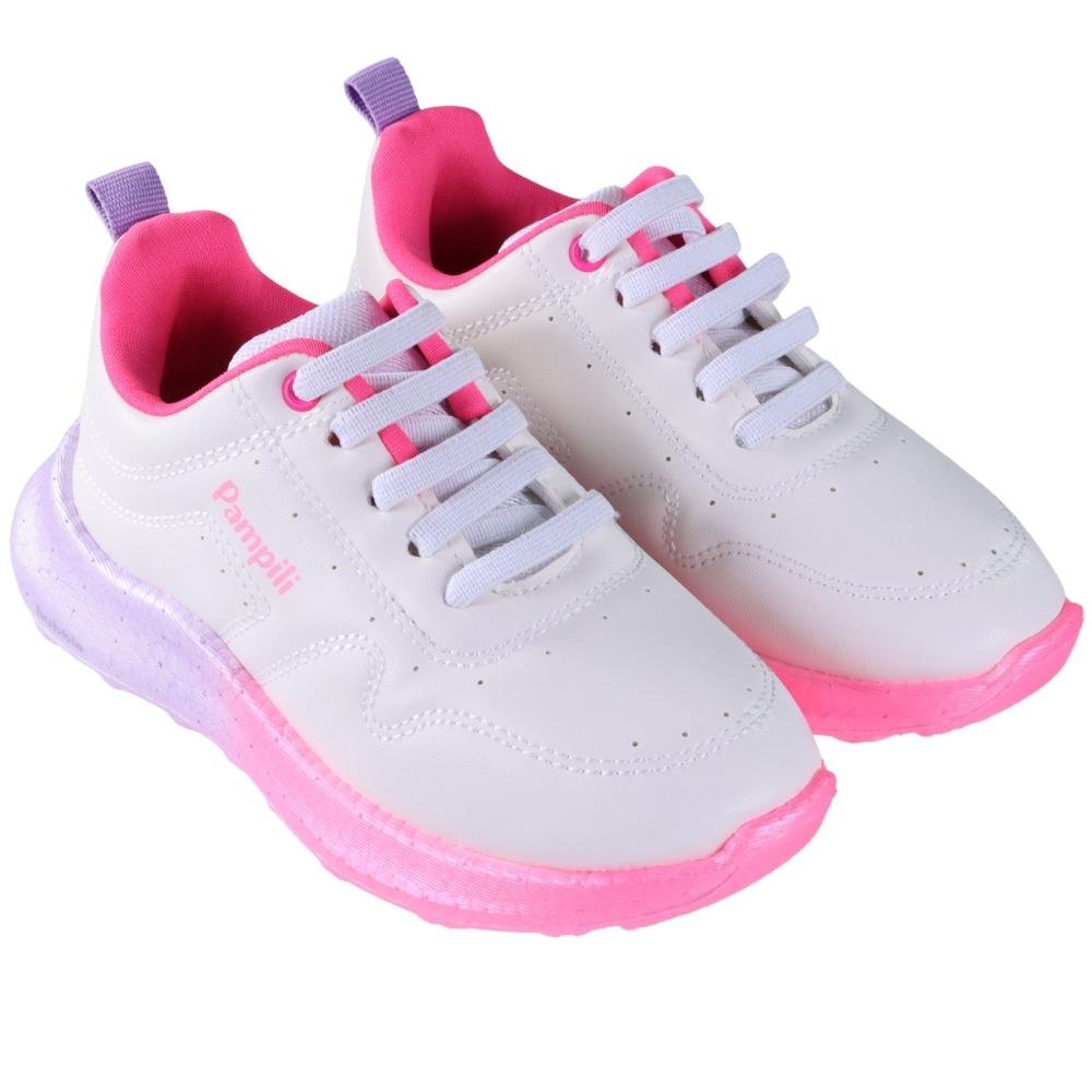 Tênis Infantil Menina Pampili 746.038 Branco/Pink Branco 2