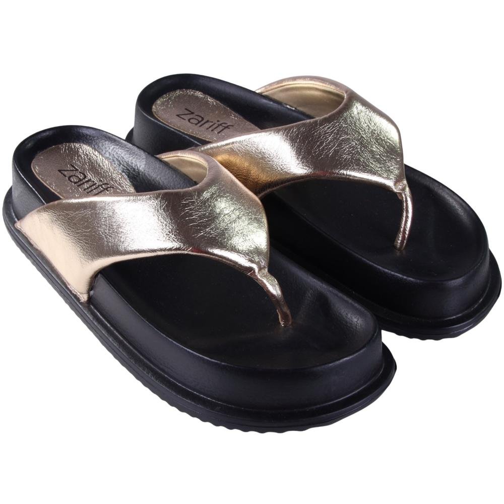 Sandália Papete Feminina Zariff 1550030252 Ouro Light Dourado 2