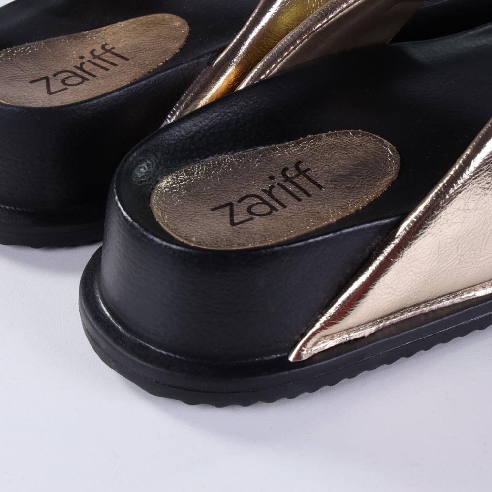 Sandália Papete Feminina Zariff 1550030252 Ouro Light Dourado 4
