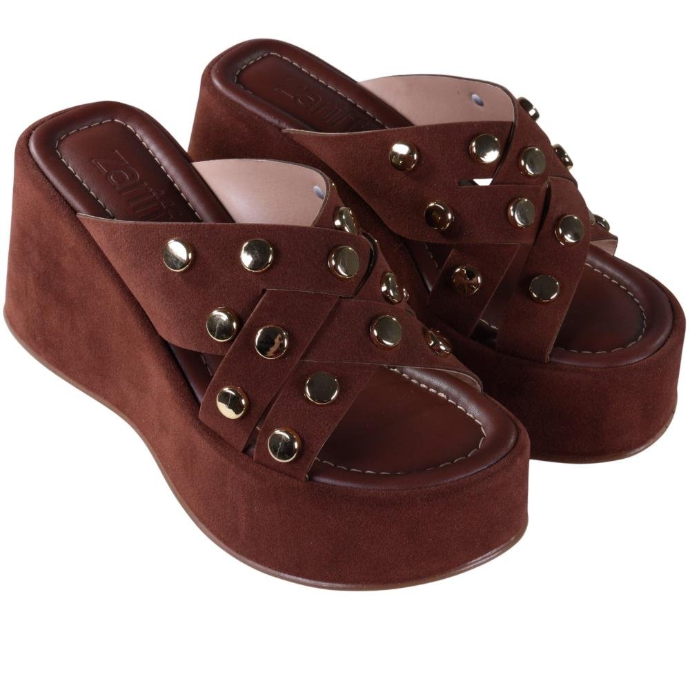 Tamanco Feminino Zariff com Plataforma 50450-91203 Terra Marrom 2