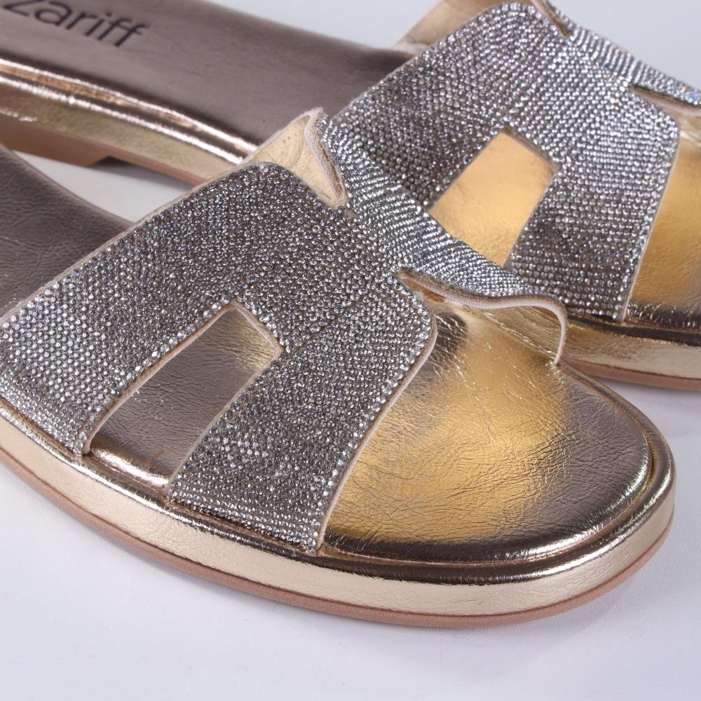 Tamanco Feminino Zariff Rasteiro 1686004 Ouro Light Prata 3