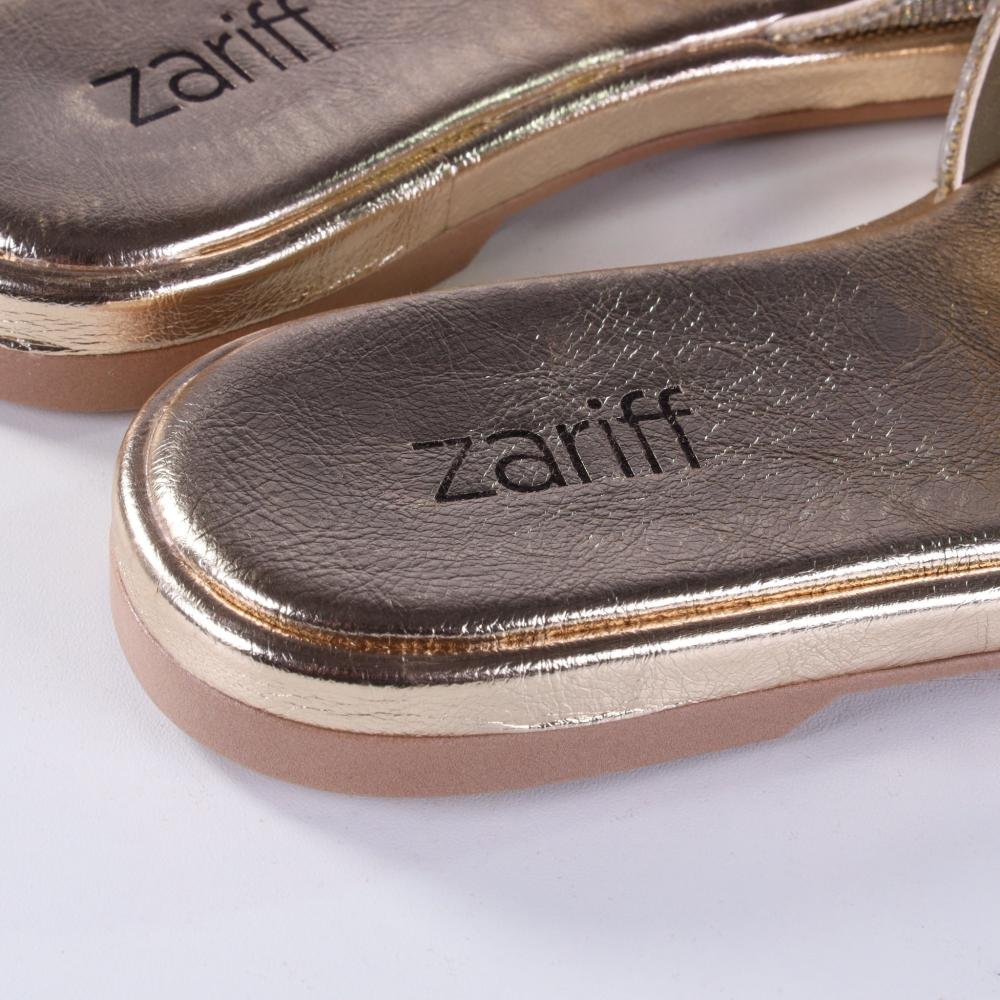 Tamanco Feminino Zariff Rasteiro 1686004 Ouro Light Prata 4