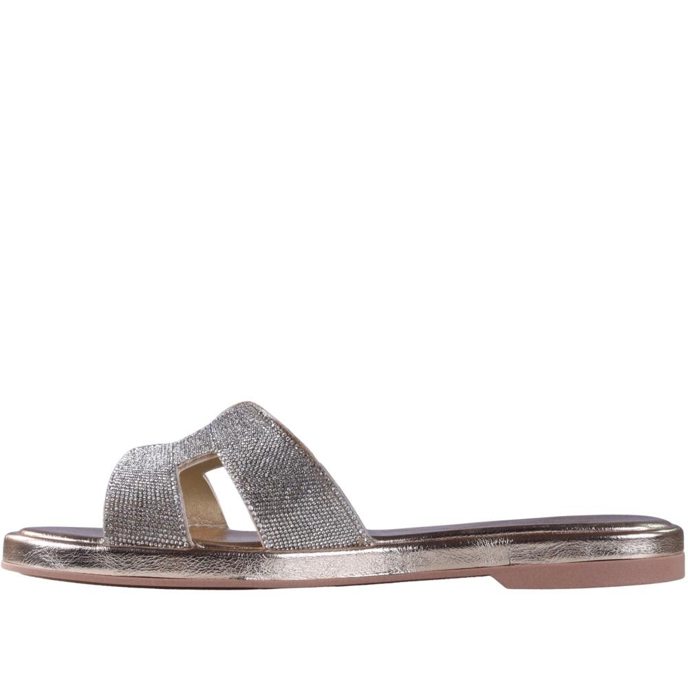 Tamanco Feminino Zariff Rasteiro 1686004 Ouro Light Prata 6