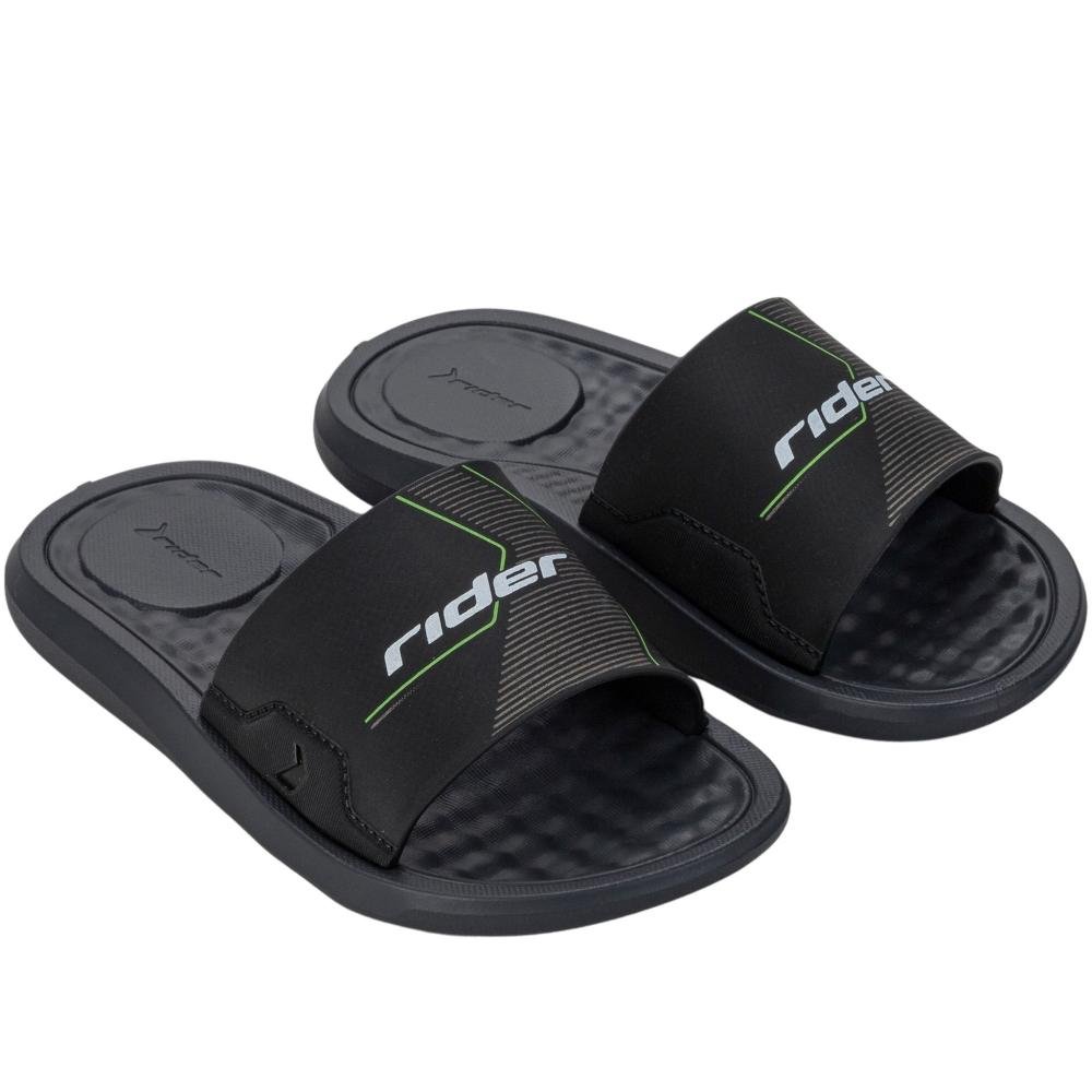 Chinelo Infantil Menino Rider Slide 12223 Cinza/Verde Preto 2