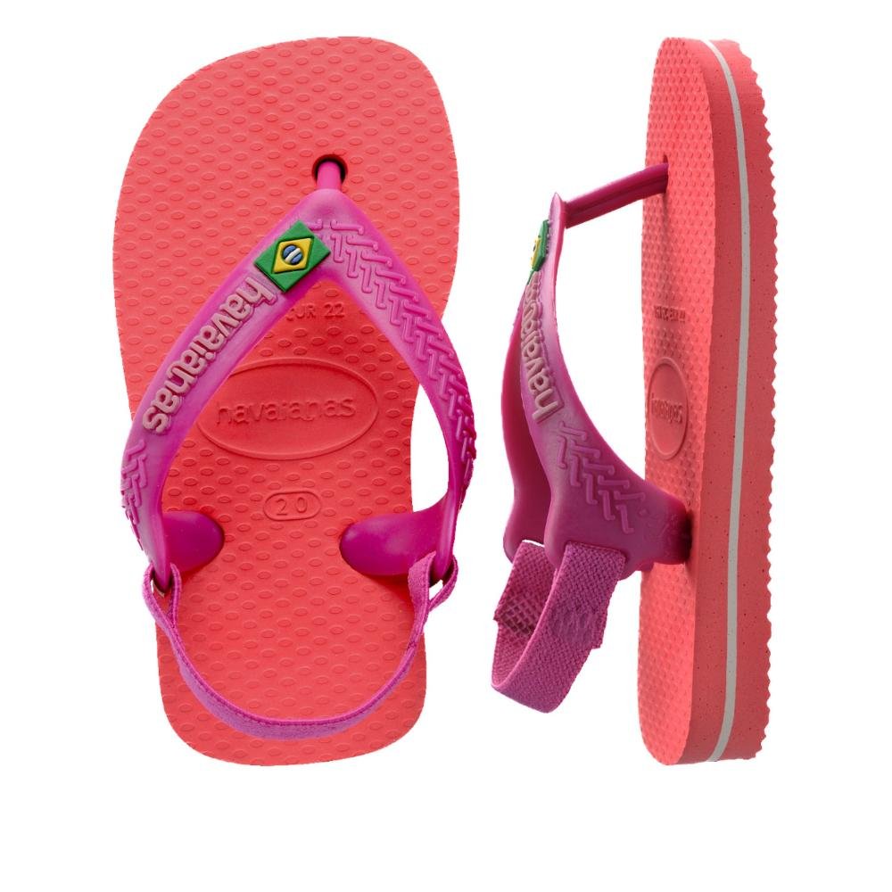 Sandália Infantil Feminina Havaianas Brasil Logo Rosa Rosa 5
