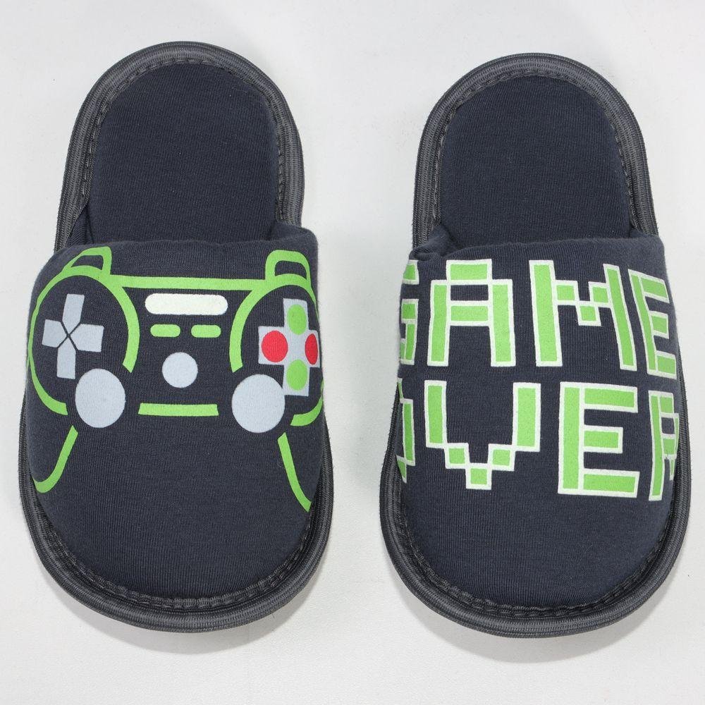 Pantufa Aberta Infantil Cotton Day Game Over Cinza 3