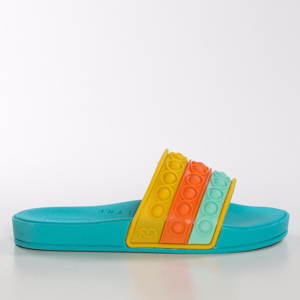 Chinelo Slide Mar E Cor Infantil Pop It Verde Azul 3