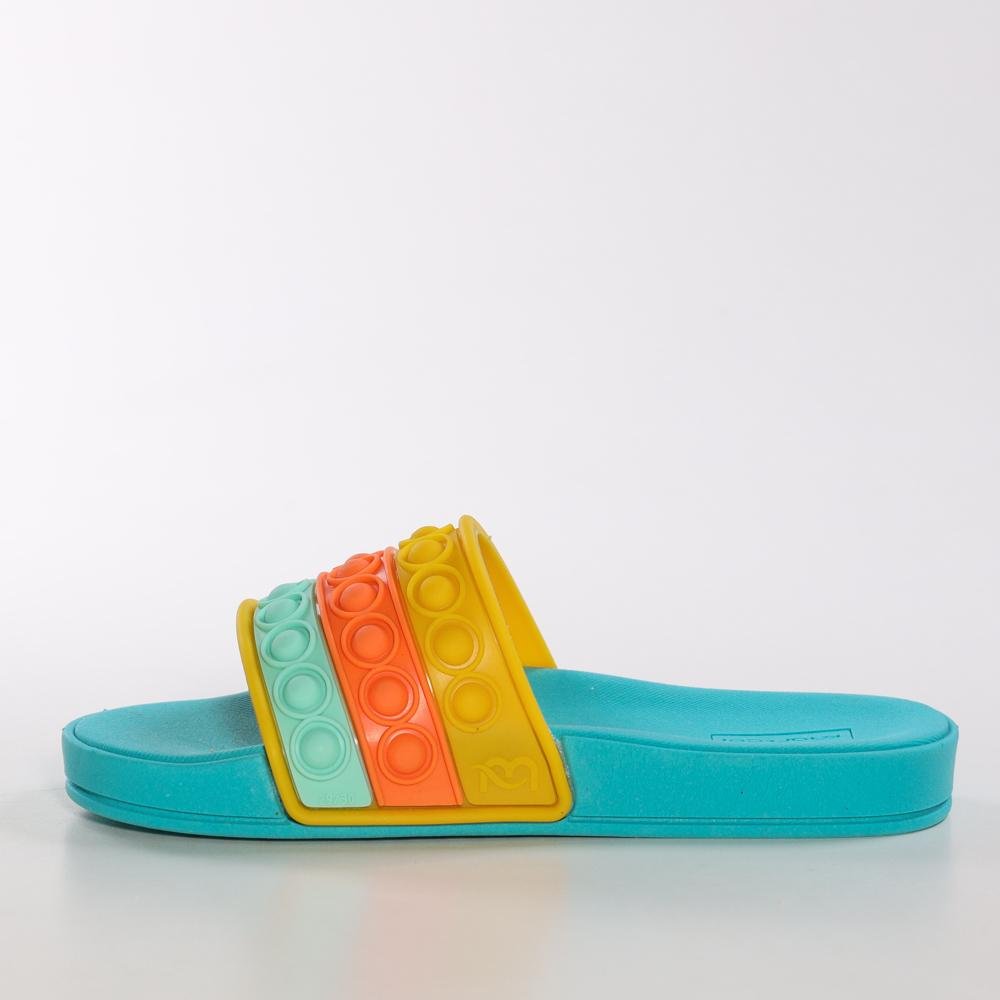 Chinelo Slide Mar E Cor Infantil Pop It Verde Azul 4