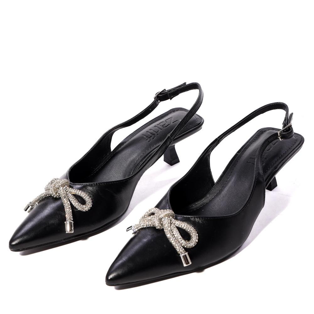 Sapato Feminino Bico Fino Zariff Preto Preto 4