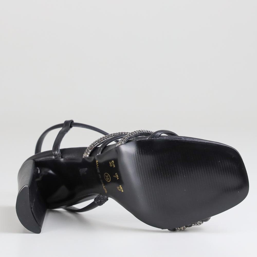 Sandália Feminina Com Brilho Zariff Casual Preto 4