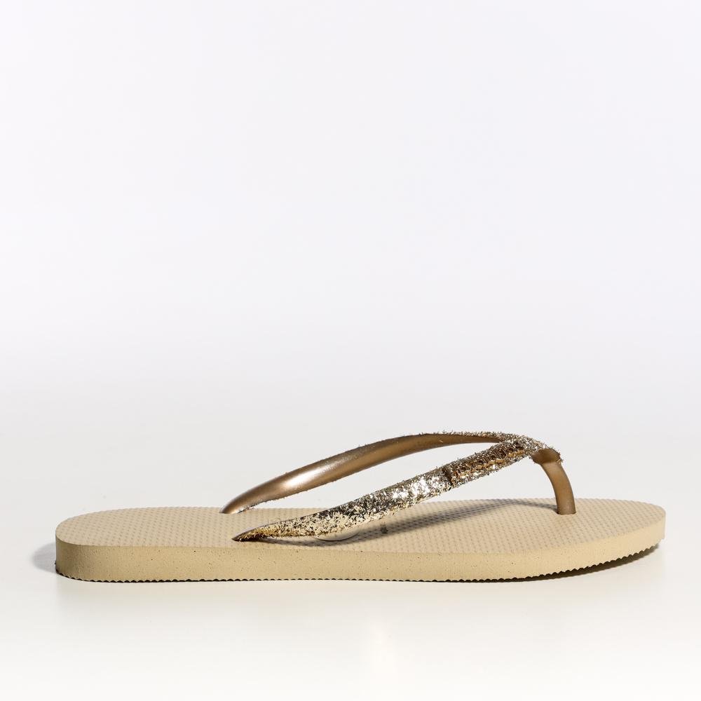 Chinelo Havaianas Slim Glitter Areia Dourado