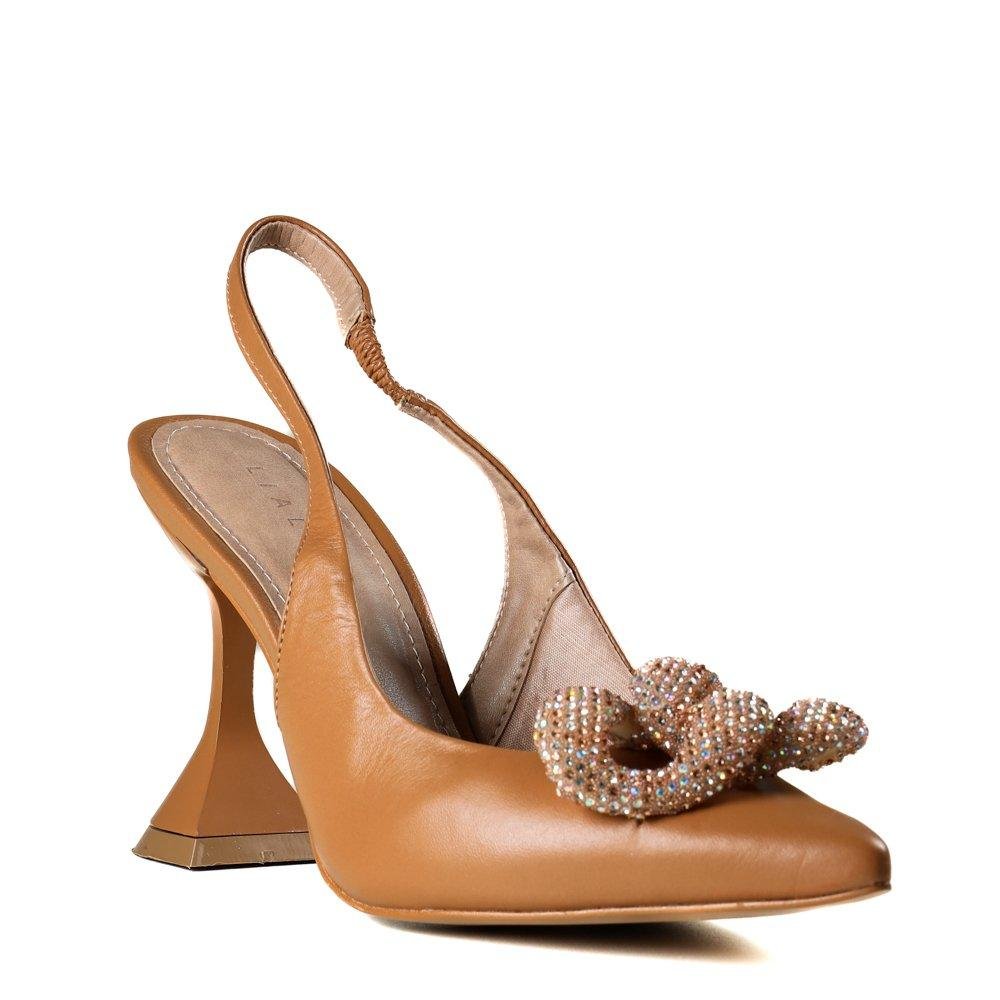 Sapato Feminino Lia Line Salto Taça Natural Marrom 2