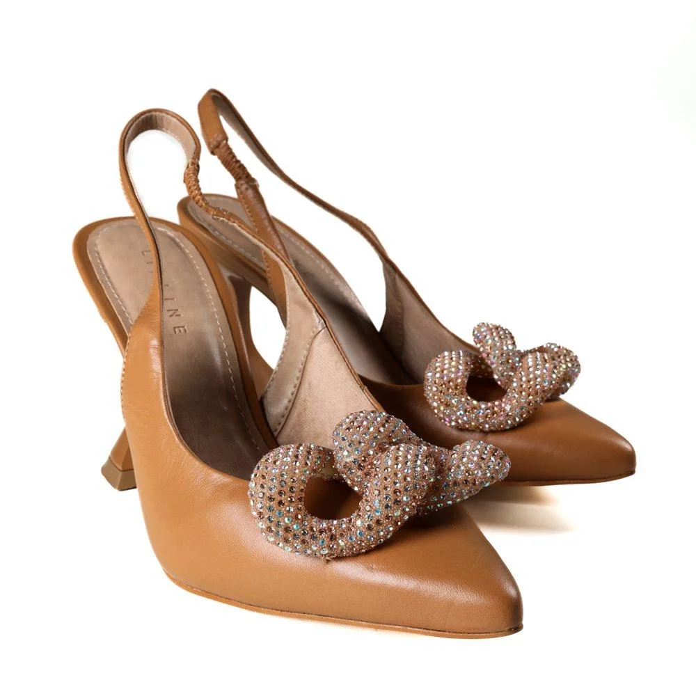 Sapato Feminino Lia Line Salto Taça Natural Marrom 4