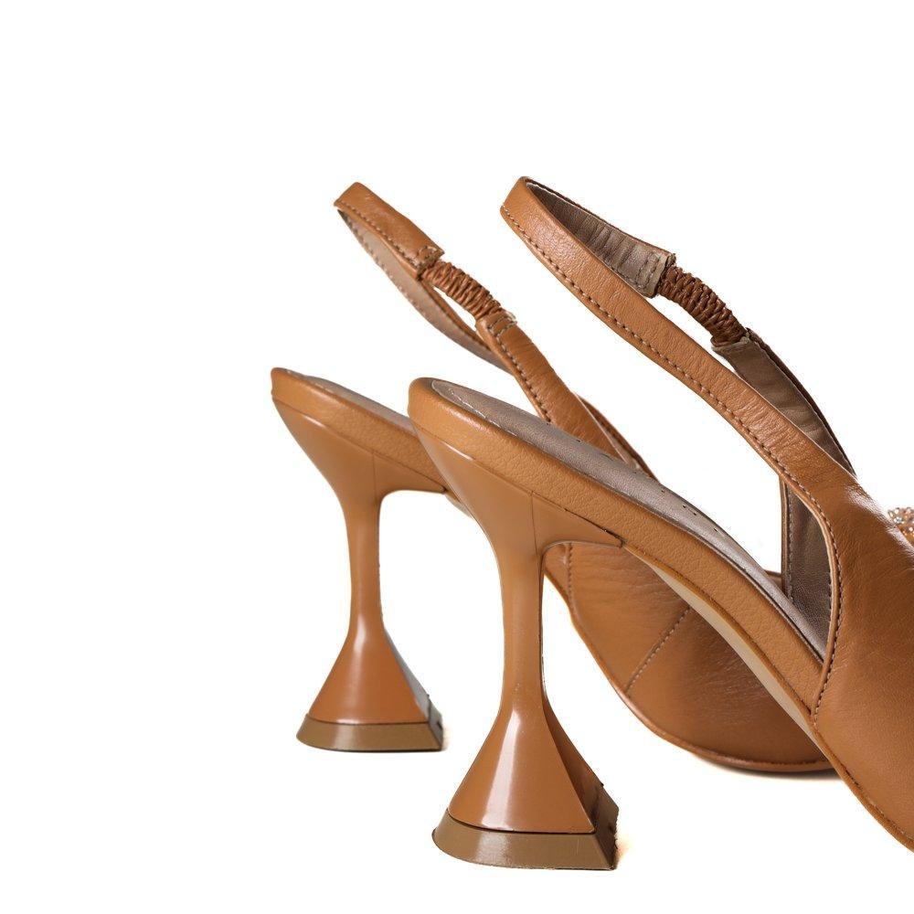 Sapato Feminino Lia Line Salto Taça Natural Marrom 5