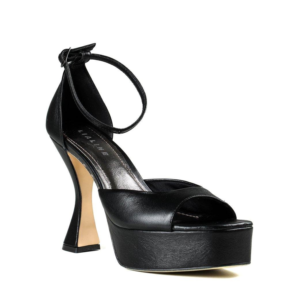 Sandália Feminina Salto Taça Lia Line Preto Preto 2