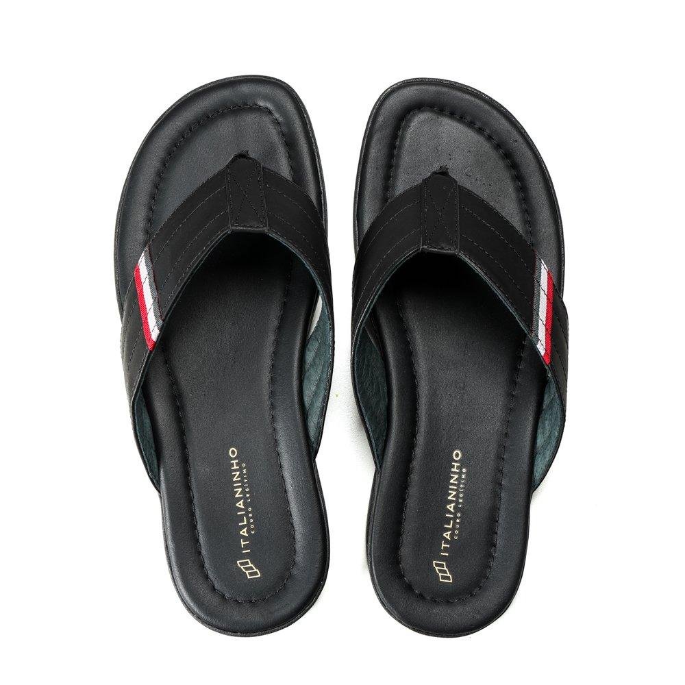 Chinelo Italianinho Couro Preto Preto 1