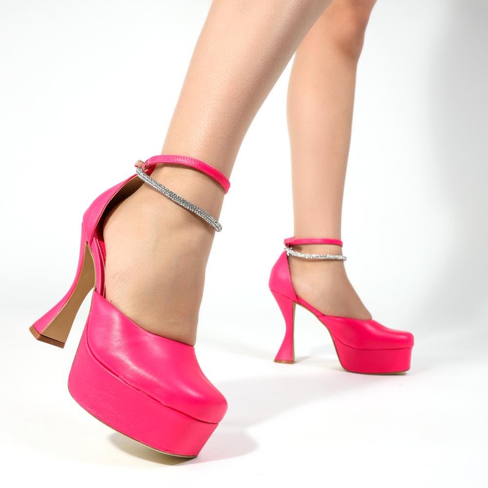 Sapato Feminino Lia Line Salto Taça Magento Rosa 12