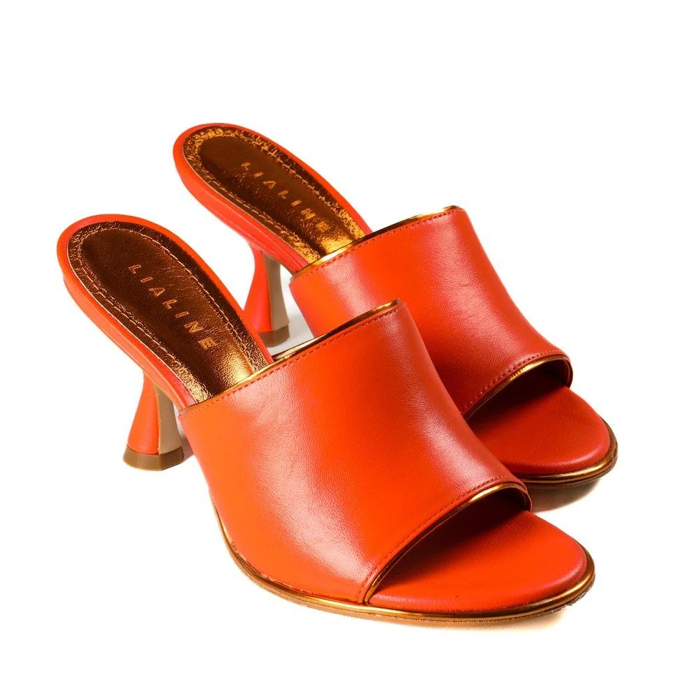 Tamanco Feminino Lia Line Metalizado Laranja Laranja 4