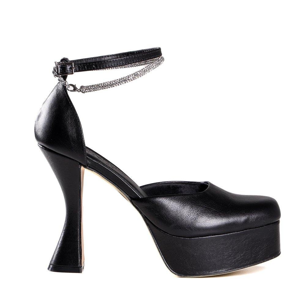 Sapato Feminino Lia Line Salto Taça Preto Preto 1