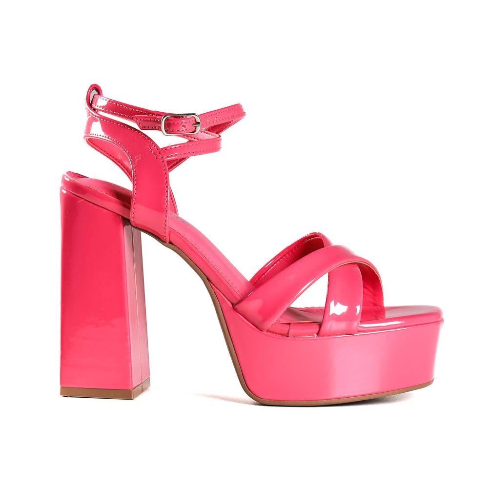 Sandália Feminina Salto Grosso Via Marte 22-13101 Rosa 1