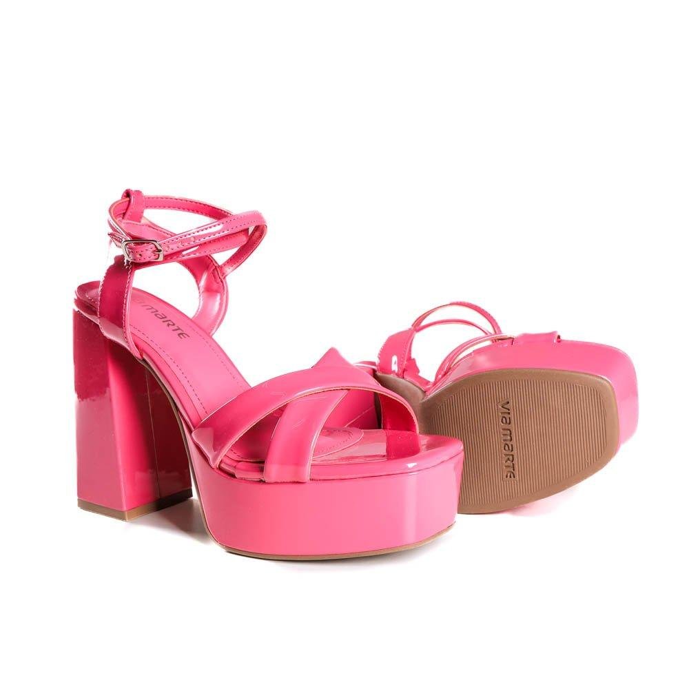 Sandália Feminina Salto Grosso Via Marte 22-13101 Rosa 5