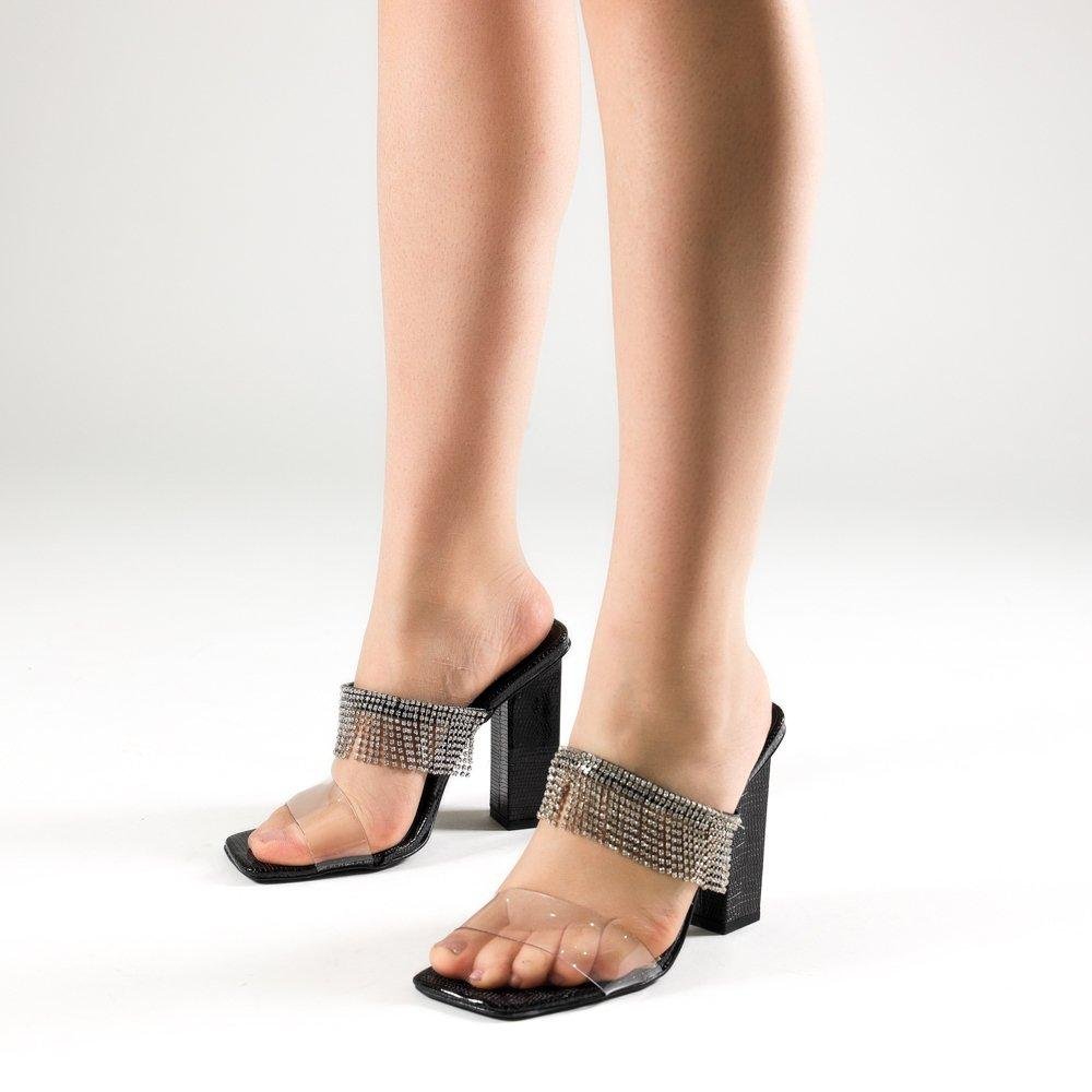 Tamanco Feminino Zariff Laminado Cristal Preto Preto 4