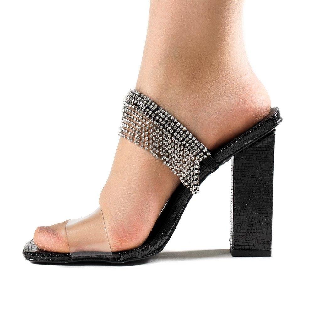 Tamanco Feminino Zariff Laminado Cristal Preto Preto 2