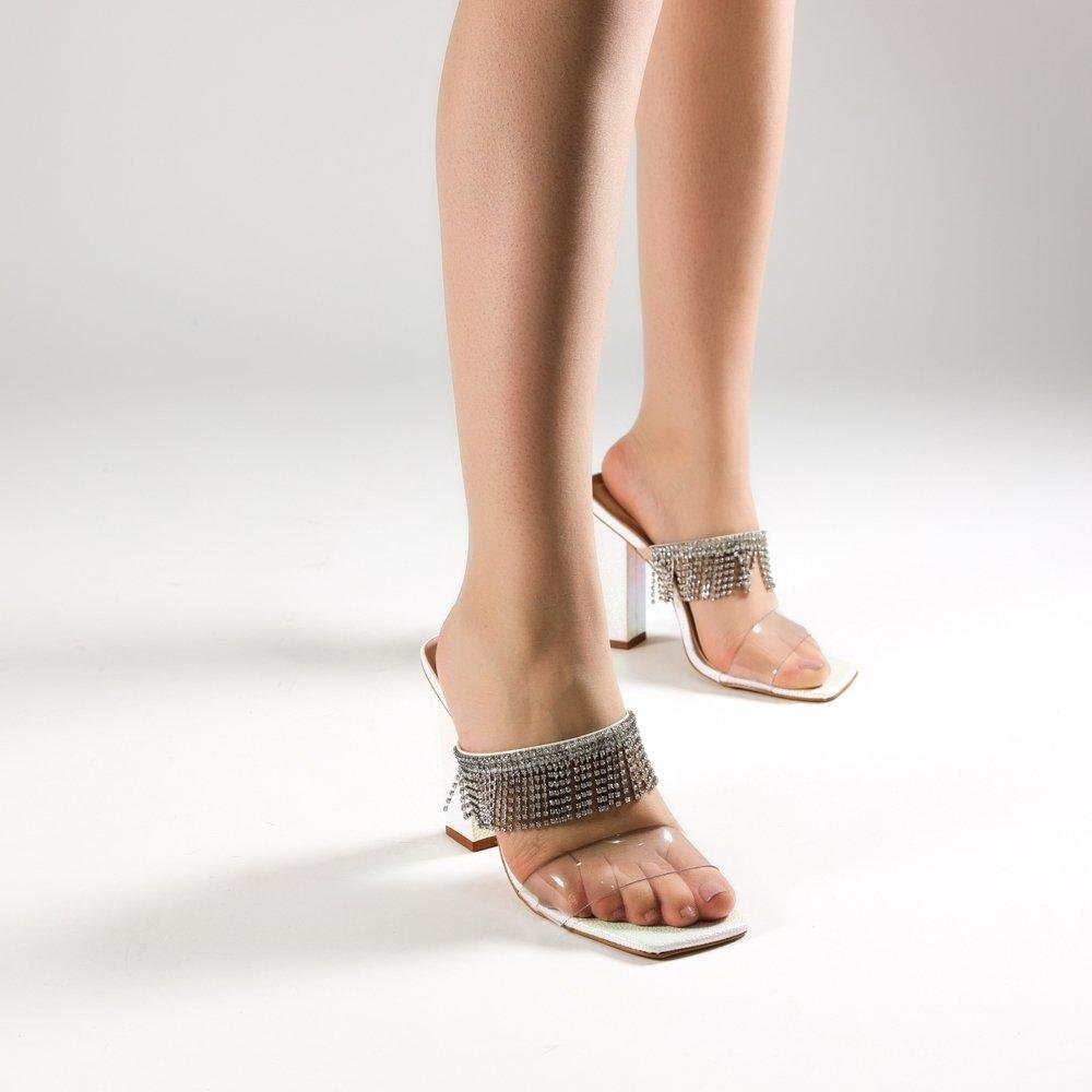 Tamanco Feminino Zariff Laminado Cristal Bege 3