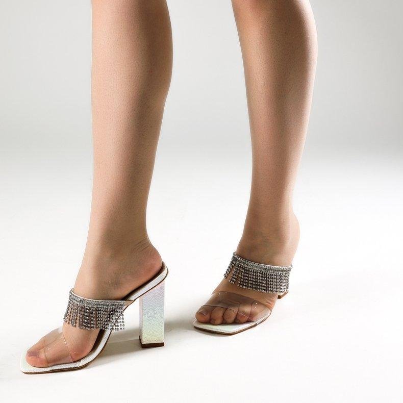 Tamanco Feminino Zariff Laminado Cristal Bege 6