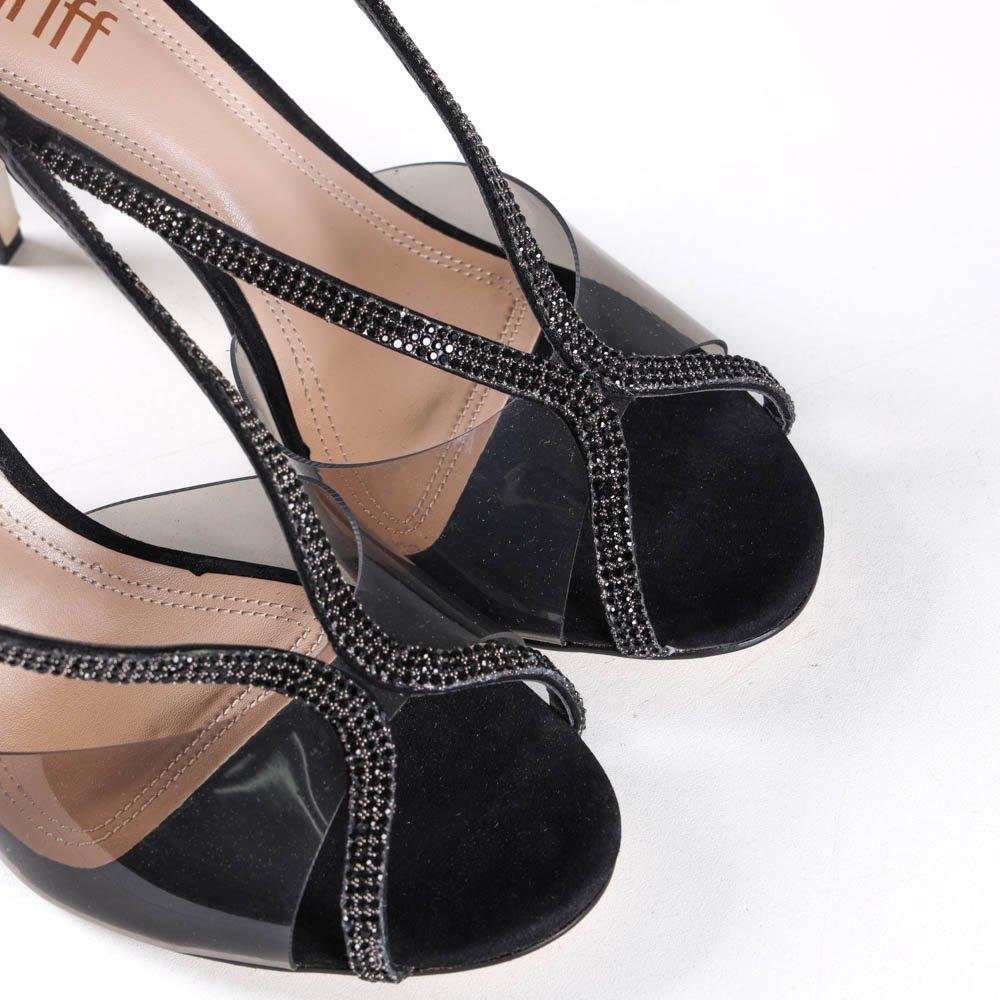 Sandália Feminina Vinil Zariff Com Strass Nobuck Preto Preto 4