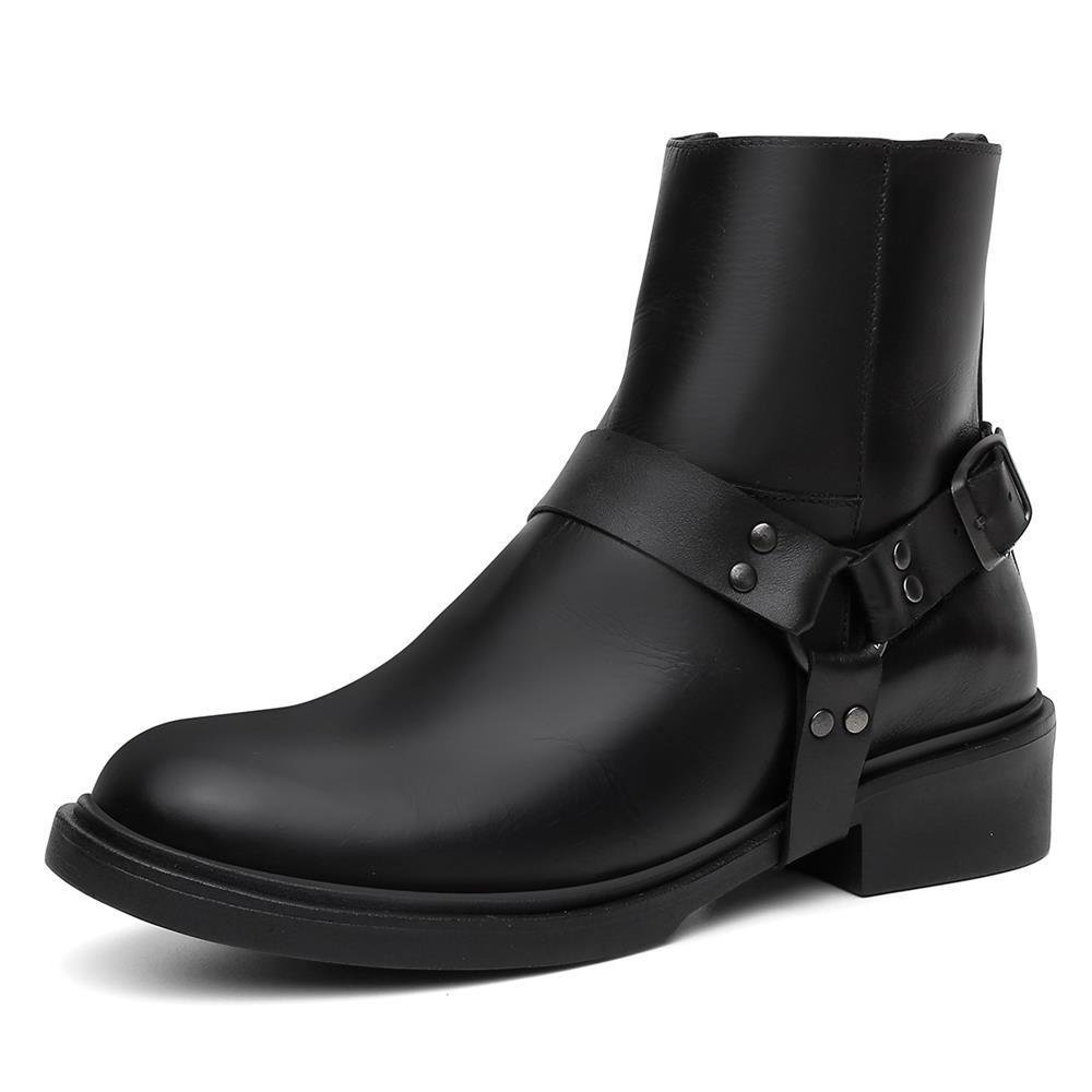 Bota Feminina Couro Cano Médio Salto Baixo Dia a Dia Preto 1