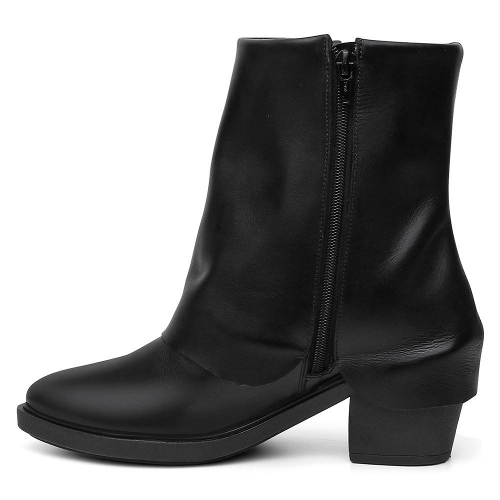Bota Feminina Cano Curto Couro Casual Zíper + Bolsa Roma Preto 3
